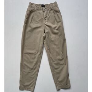 Vtg 80s LEE High Rise Tan Tapered Womens Pants 6 Petite / Bareback Retro Minimal